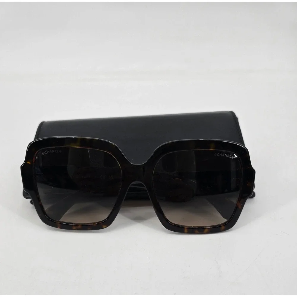 Chanel 5479 Oversized Square Sunglasses Dark Havana Brown Gold CC 56mm